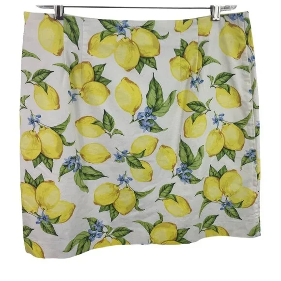 Talbots Textured Lemon Print Cotton Spandex Lined Pencil Skirt Womens Size 16 - Picture 4 of 8
